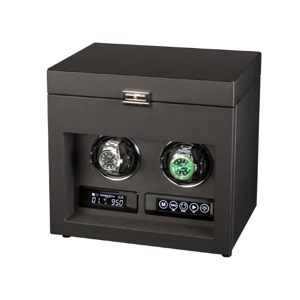 Шкатулка для автоподзавода 2-х часов и хранения BADGE 02SBL