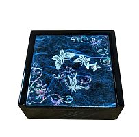 Шкатулка "Бабочки" синяя 98х90х40мм фото