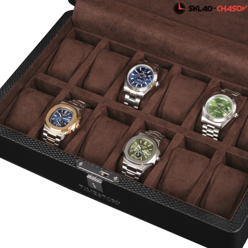 Шкатулка для хранения 12-ти часов CARBON 012VB фото фото 3