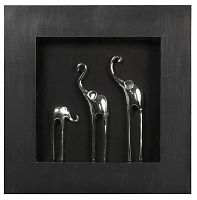 Настенное панно "Три слона" в чёрной раме фото