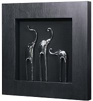 Настенное панно "Три слона" в чёрной раме (смотрят направо) фото