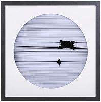 Панно чёрно-белое "Кошачья шалость 2" фото
