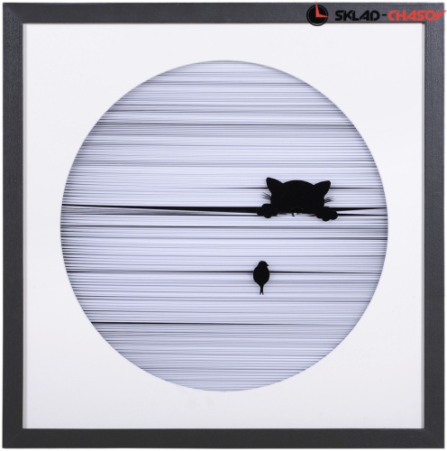 Панно чёрно-белое "Кошачья шалость 2" фото