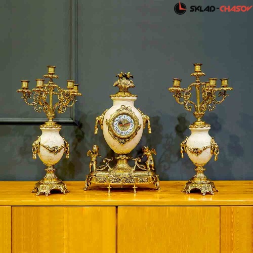 Бронзовые часы с канделябрами Real Bronze C 3125 BBM фото