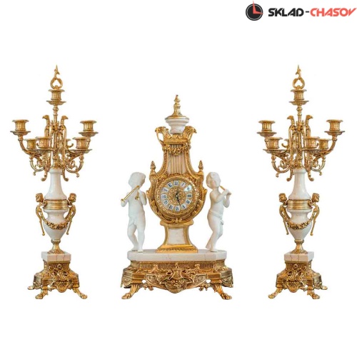 Бронзовые часы с канделябрами Mahdi C3032 WB фото