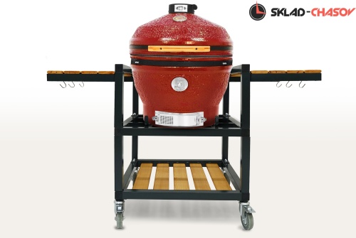 Керамический гриль-барбекю CFG CHEF, 61 см/24 дюйма (красный) фото фото 3