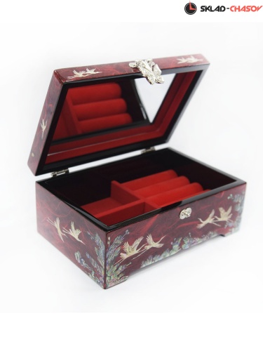 Шкатулка "Журавли" красная 178х110х71мм фото фото 5