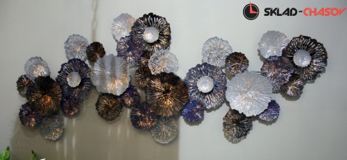 Панно широкое металлическое "Цветы" фото фото 2