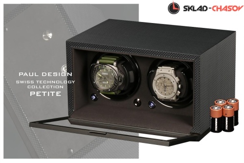 Шкатулка для автоподзавода 2-x часов Petite2D-CF-K фото фото 2