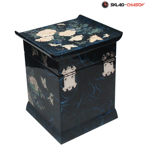 Шкатулка-сундучок "Пионы" синяя 145x130x170мм фото фото 2