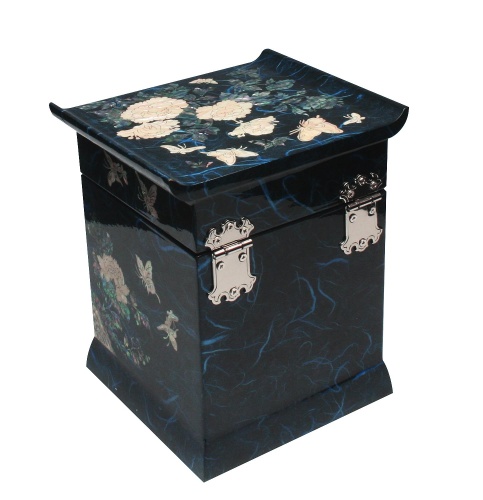 Шкатулка-сундучок "Пионы" синяя 145x130x170мм фото фото 2