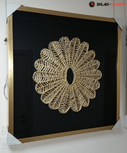 Панно квадратное Ромашка в золотой раме фото фото 2