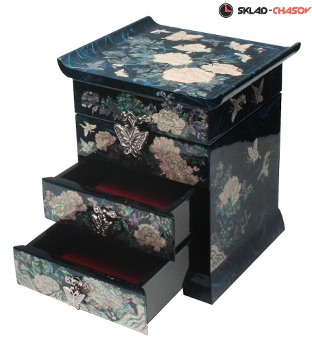 Шкатулка-сундучок "Пионы" синяя 145x130x170мм фото фото 4