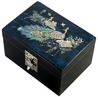 Шкатулка "Павлины" синяя 120х85х70мм фото