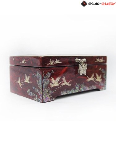 Шкатулка "Журавли" красная 178х110х71мм фото фото 3