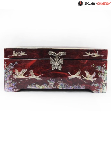 Шкатулка "Журавли" красная 178х110х71мм фото фото 2