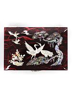 Шкатулка "Журавли" красная 160х105х70мм фото