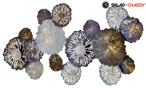 Панно широкое металлическое "Цветы" фото