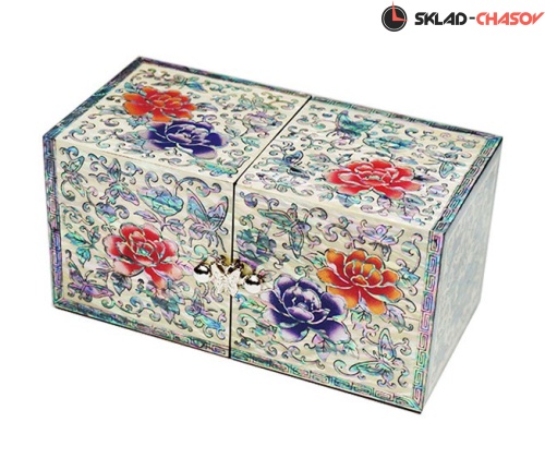 Шкатулка раскладная "Пионы" 170х85х85мм фото
