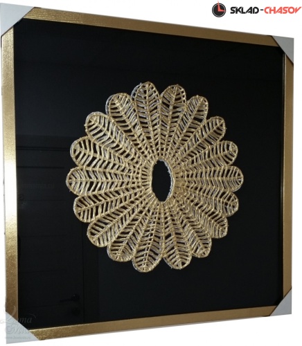 Панно квадратное Ромашка в золотой раме фото