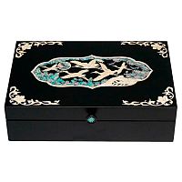 Шкатулка "Полёт журавлей" черная 200х65х130мм фото