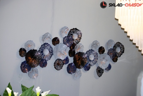 Панно широкое металлическое "Цветы" фото фото 3