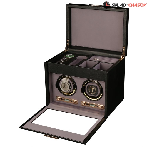 Шкатулка для автоподзавода 2-х часов и хранения BADGE 02SE фото фото 2