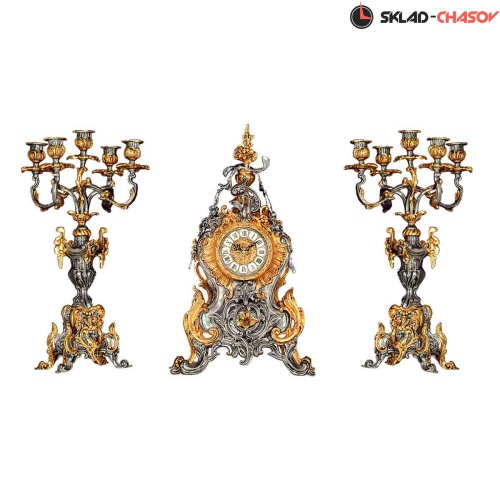 Набор бронзовых часов с канделябрами Mahdi C3044 серебро фото фото 3