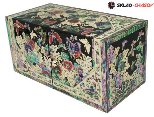 Шкатулка раскладная "Бабочка" темная 170х85х85мм фото