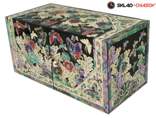 Шкатулка раскладная "Бабочка" темная 170х85х85мм фото