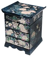 Шкатулка-сундучок "Пионы" синяя 145x130x170мм фото