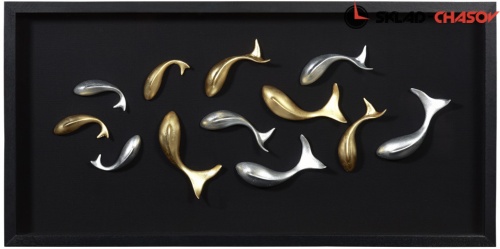 Панно чёрное "Дельфины" фото