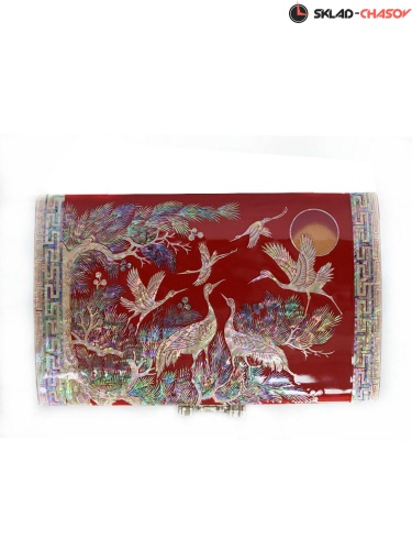 Шкатулка-сундучок "Журавли" красная 210х110х98мм фото фото 2