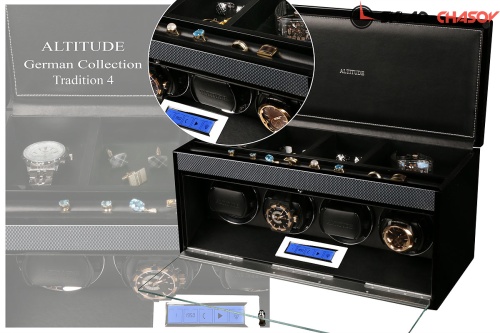 Шкатулка для подзавода 4-x часов. Карбон. Коллекция TRADITION фото фото 3