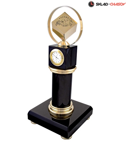 Настольные часы - колонна "Символ власти" (Обсидиан) фото