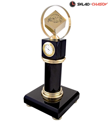 Настольные часы - колонна "Символ власти" (Обсидиан) фото
