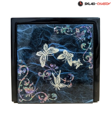 Шкатулка "Бабочки" синяя 98х90х40мм фото фото 2