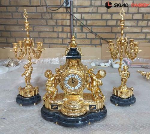 Бронзовые часы с канделябрами Parsa C 741 фото