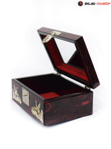 Шкатулка "Журавли" красная 160х105х70мм фото фото 3