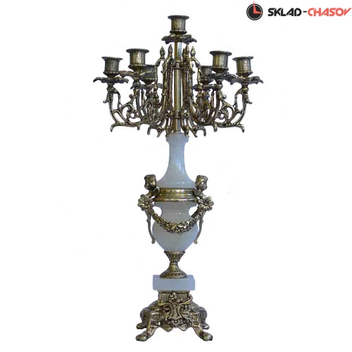 Бронзовый канделябр RB Два ангела белый фото