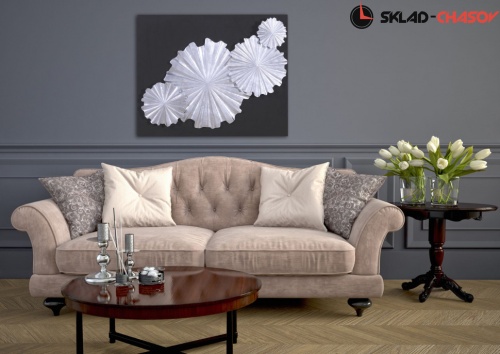 Панно серебристое на чёрном основании "Гвоздички" фото фото 3