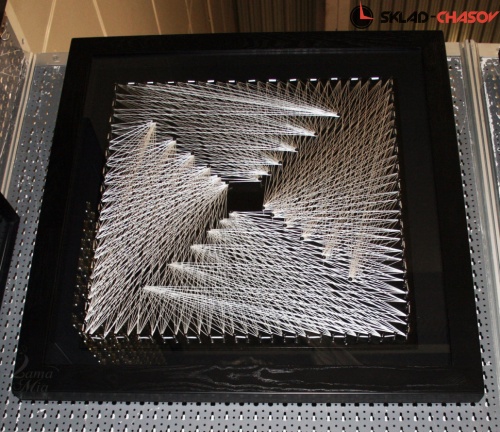 Панно с шёлковыми нитями "Кометы квадрат" фото фото 4