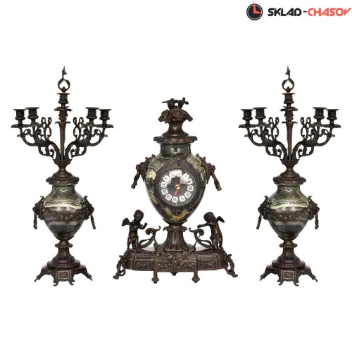 Бронзовые часы с канделябрами Real Bronze C3125ABBS фото