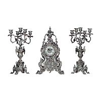 Набор бронзовых часов с канделябрами Mahdi C3044 серебро фото