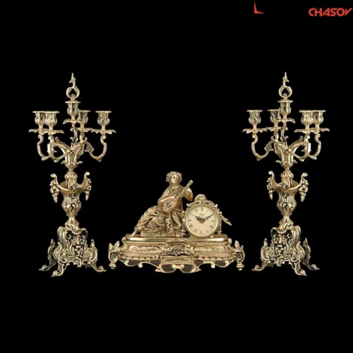 Бронзовые часы с канделябрами Lampa C137 фото