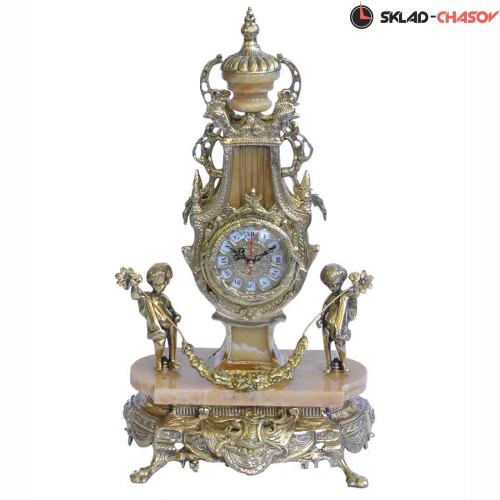 Бронзовые часы RB Два ангела оранжевые фото фото 2