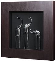 Настенное панно "Три слона" в раме венге (смотрят направо) фото