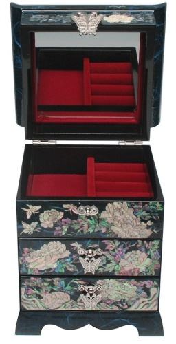 Шкатулка-сундучок "Пионы" синяя 145x130x170мм фото фото 3